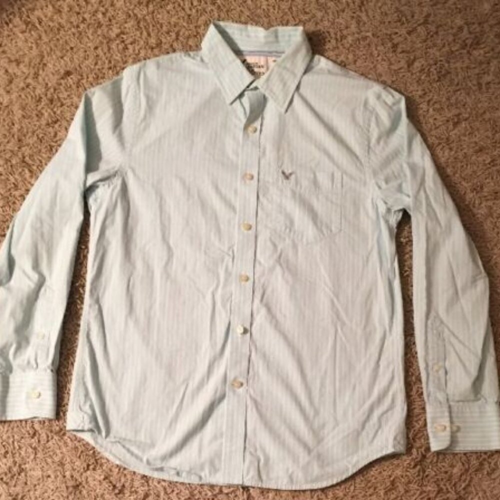 American Eagle Vintage Fit Men's Long Sleeve Striped Shirt, Size M